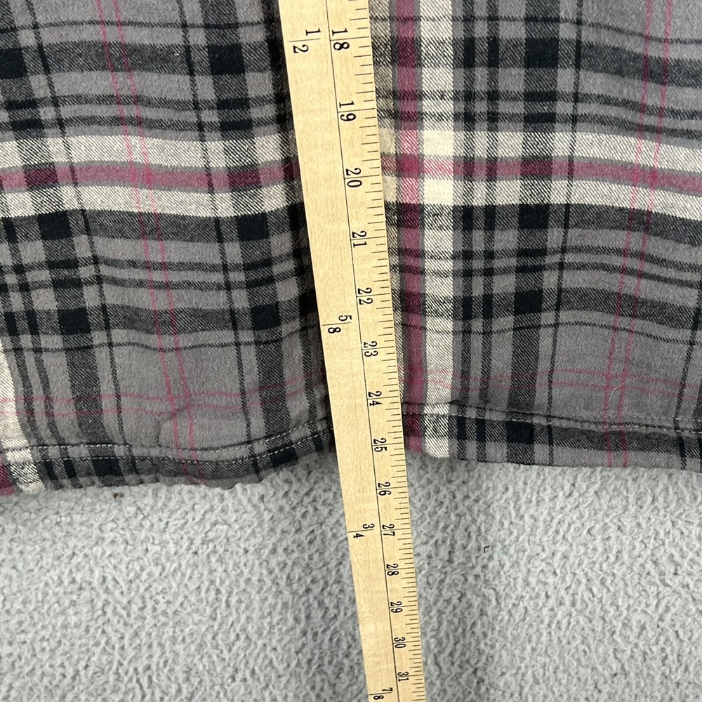 Wolverine Womens M Sherpa Lined Flannel Shirt Jacket Shacket Snap Up Grey Plaid - Picture 11 of 12